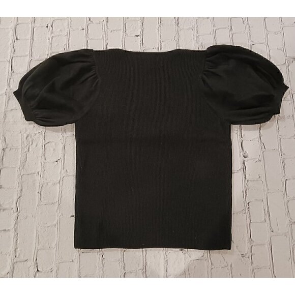 French Connection Jaida Puff Sleeve Black Sweater/NWT, Size Lage - Picture 3 of 3